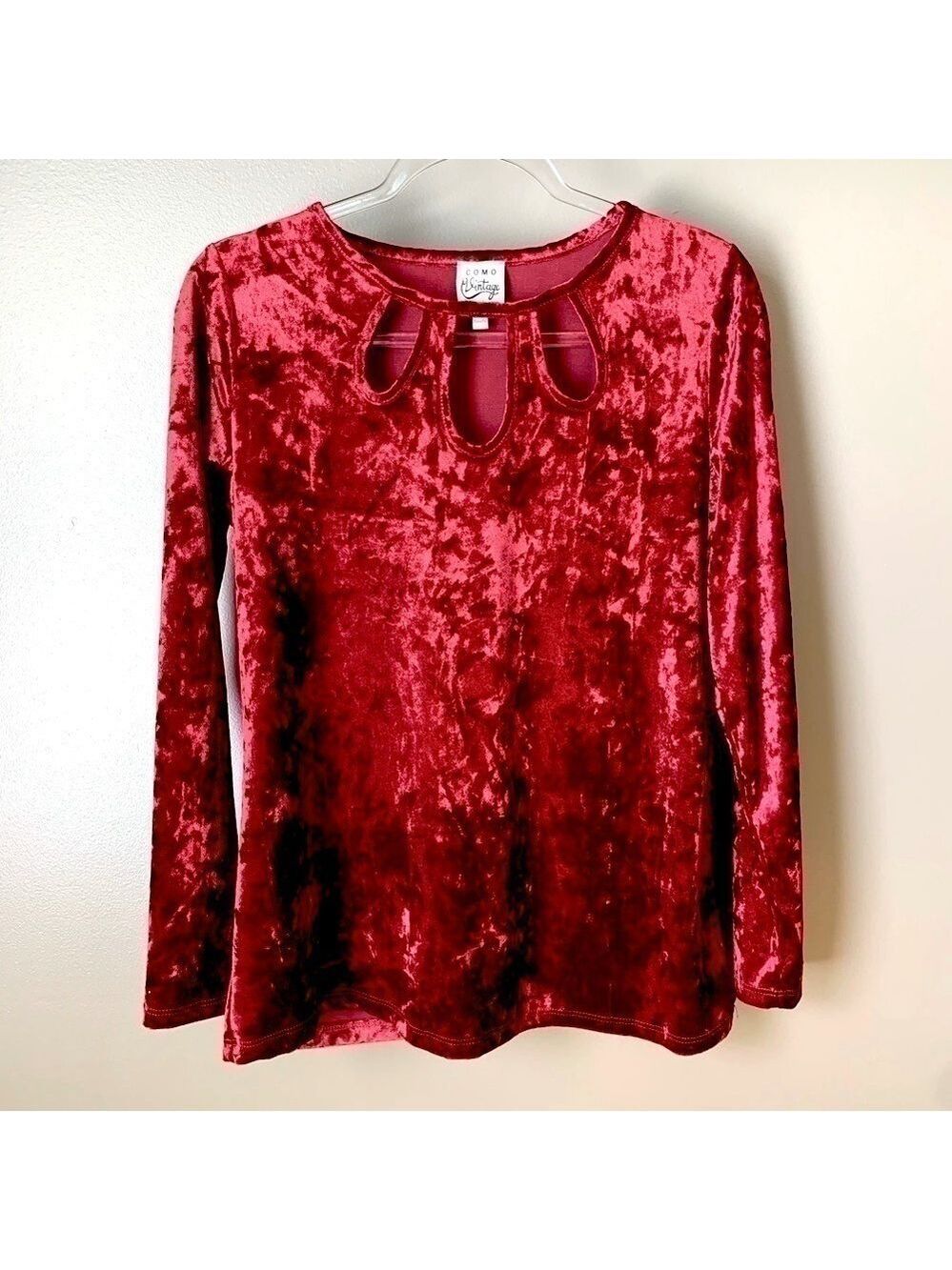 COMO Vintage Red Crushed Red Velvet A-Line Tunic